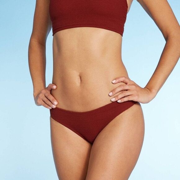 Xhilaration Juniors' Textured Cheeky Bikini Bottom | Coco | Size L | NWT - Picture 1 of 6